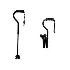Medline Offset Folding Cane with 4-Point Base with Cushioned Gel Handle, Lightweight and Extra Stable