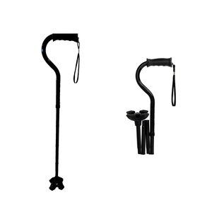 Medline Medline Offset Folding Cane with 4-Point Base with Cushioned Gel Handle, Lightweight and Extra Stable