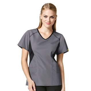 WonderWink CLEARANCE Women's Origins India Sporty Angled-Side V-Neck Top 6196