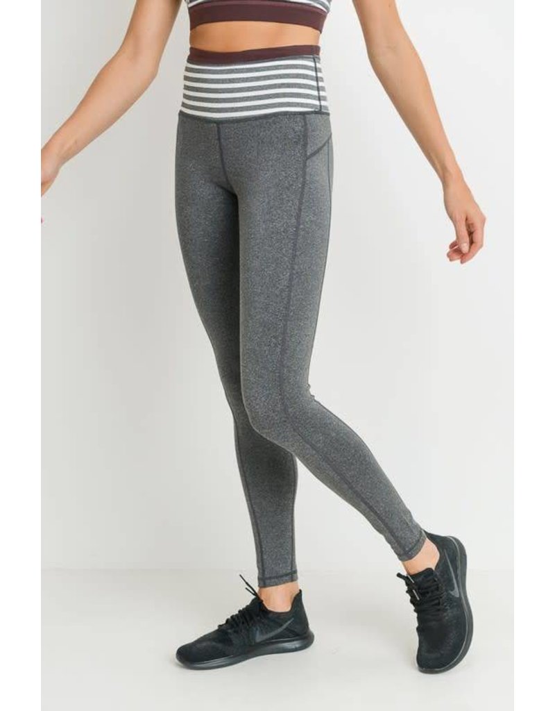 Highwaist Heather Grey Stripes Full Leggings