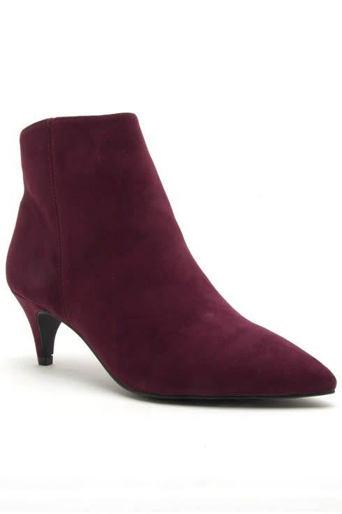 wine suede booties