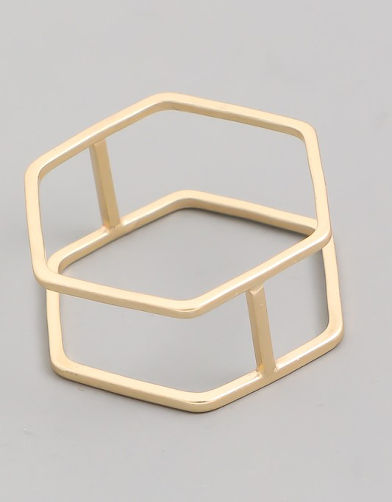 Double Band Hexagon Ring