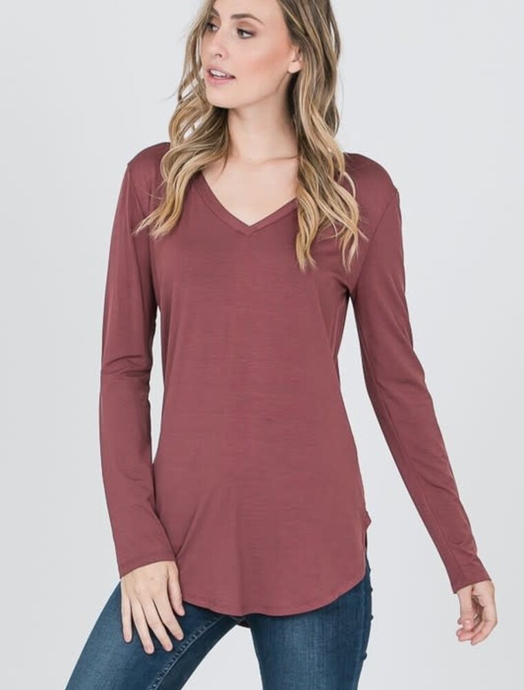 Modal Long Sleeve V-Neck Top