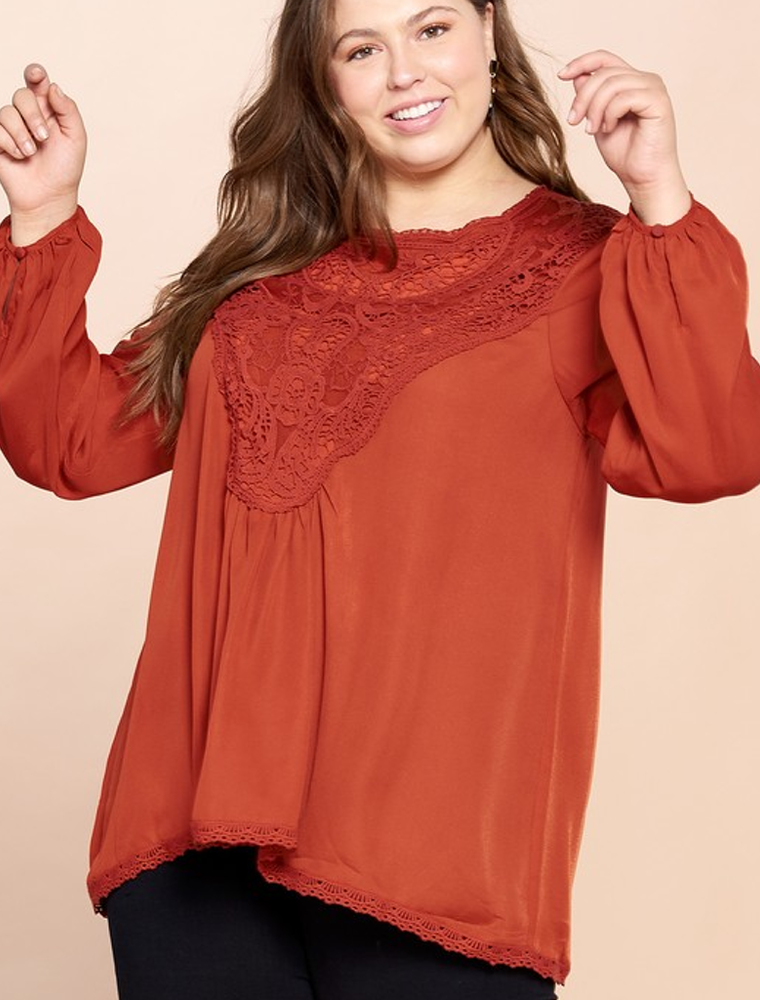 Crochet Detailed Loose-Fit Blouse