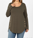 Curvy Long Sleeve Side Button Top