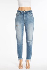 High Rise Frayed Ankle Mom Jean