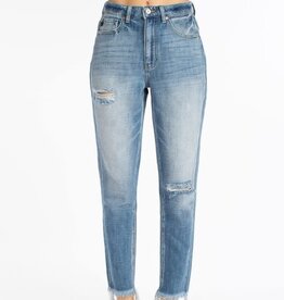 High Rise Frayed Ankle Mom Jean