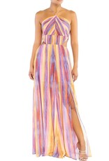 Striped Pleated Maxi Dress