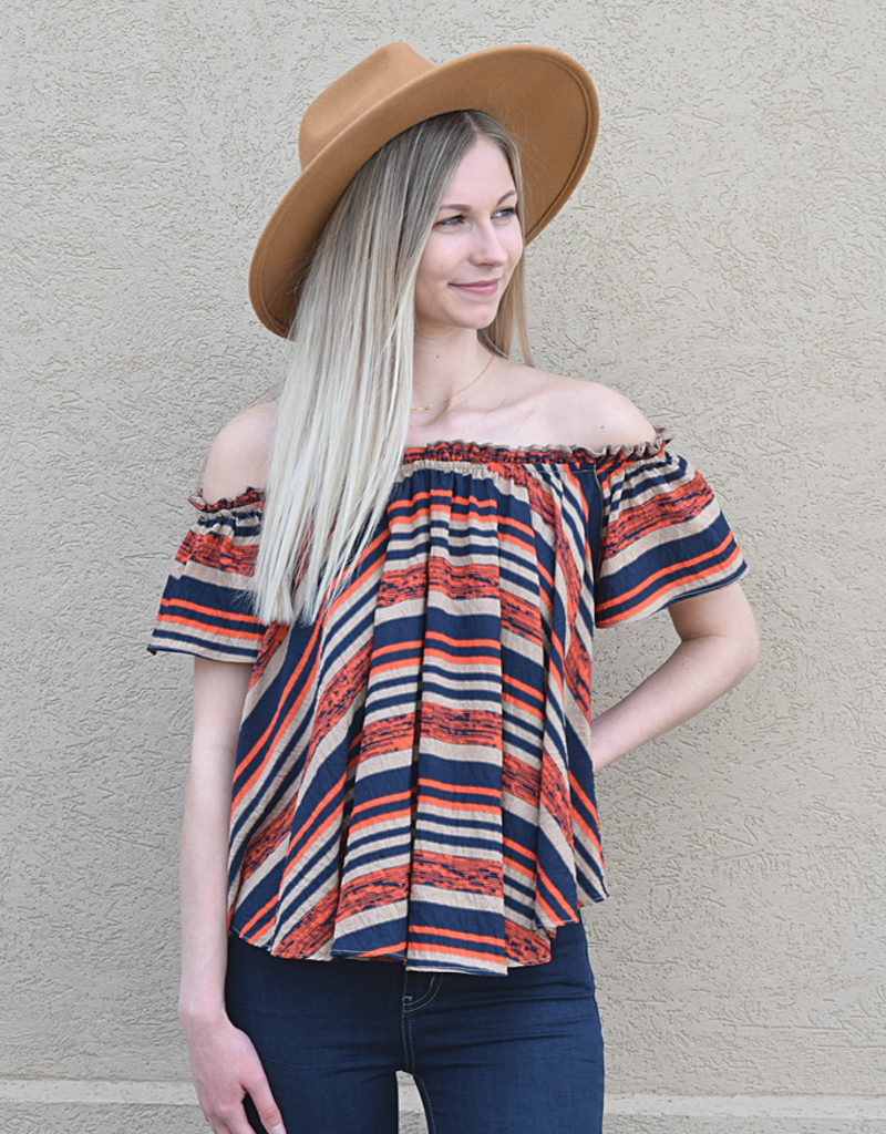 Off The Shoulder Stripe Woven Top