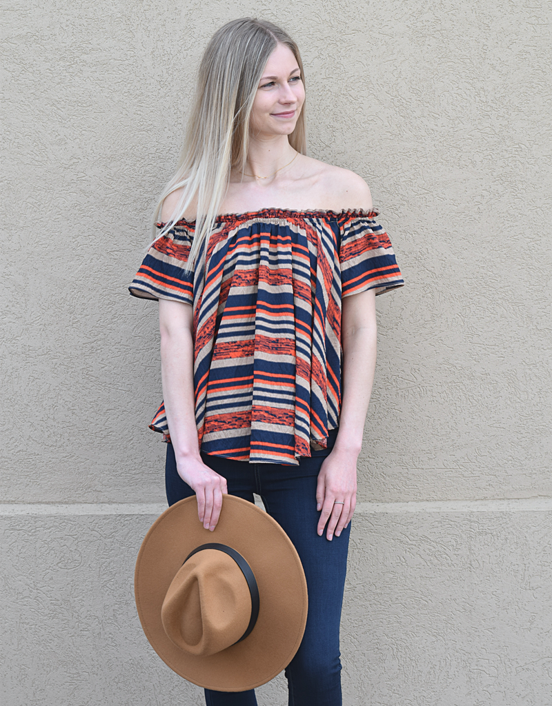 Off The Shoulder Stripe Woven Top