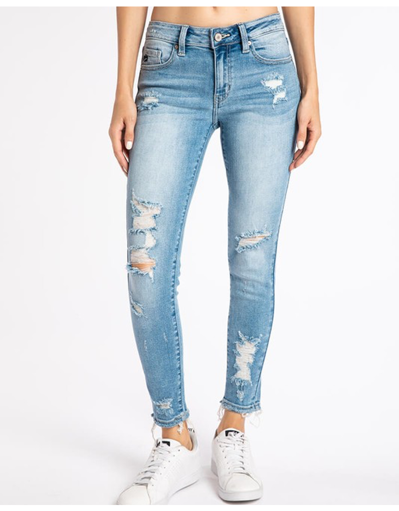 distressed ankle jeans