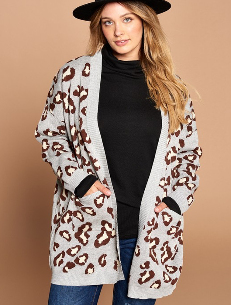 Leopard Printed Knit Cardigan