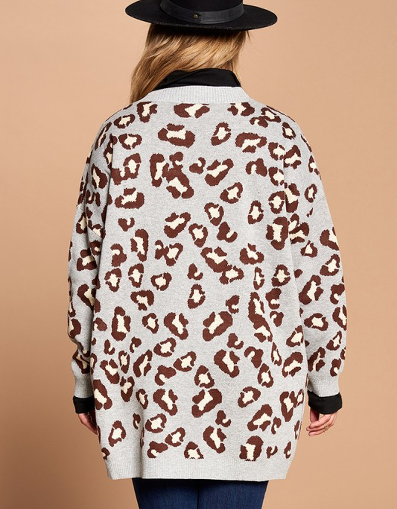 Leopard Printed Knit Cardigan