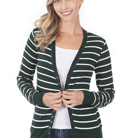 Striped Snap Cardigan Full Sleeve - Hunter Green