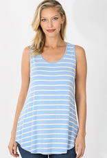 Striped Sleeveless Tank Top - Spring Blue