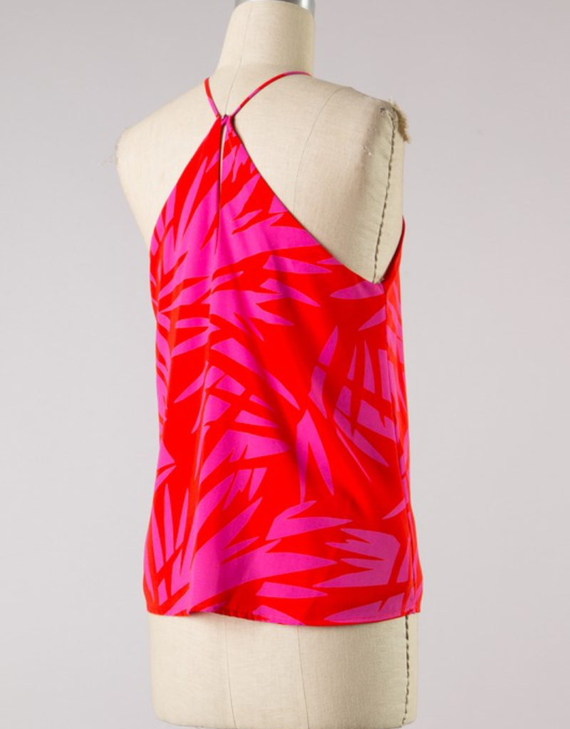 Leaf Print Halter Neck