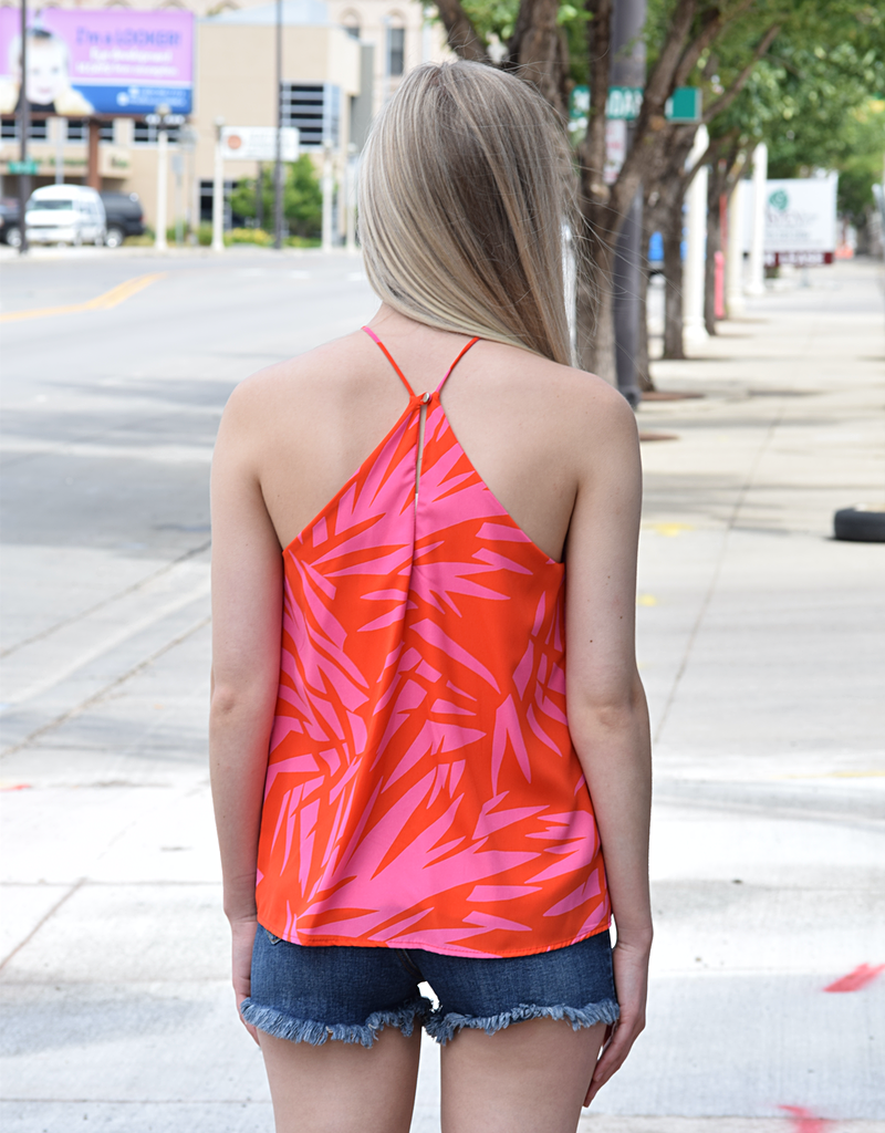 Leaf Print Halter Neck