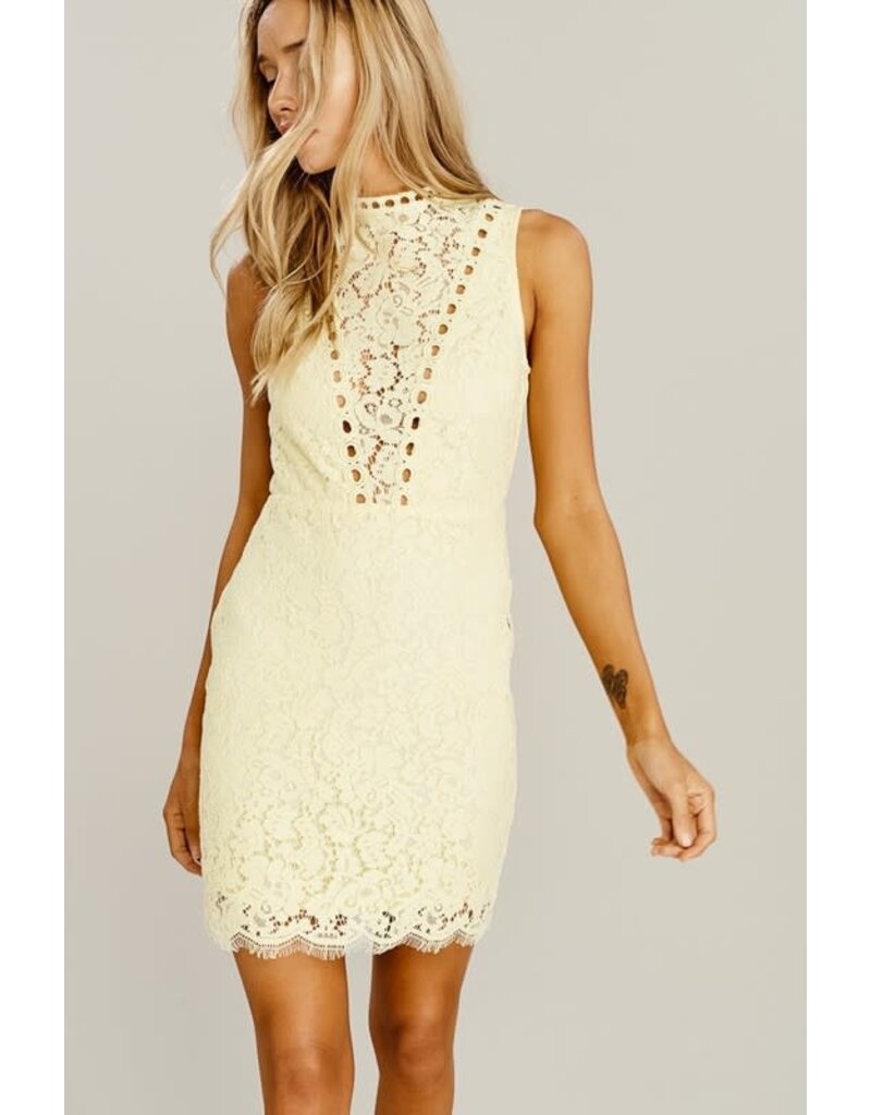 Lace Detail Dress Light Yellow