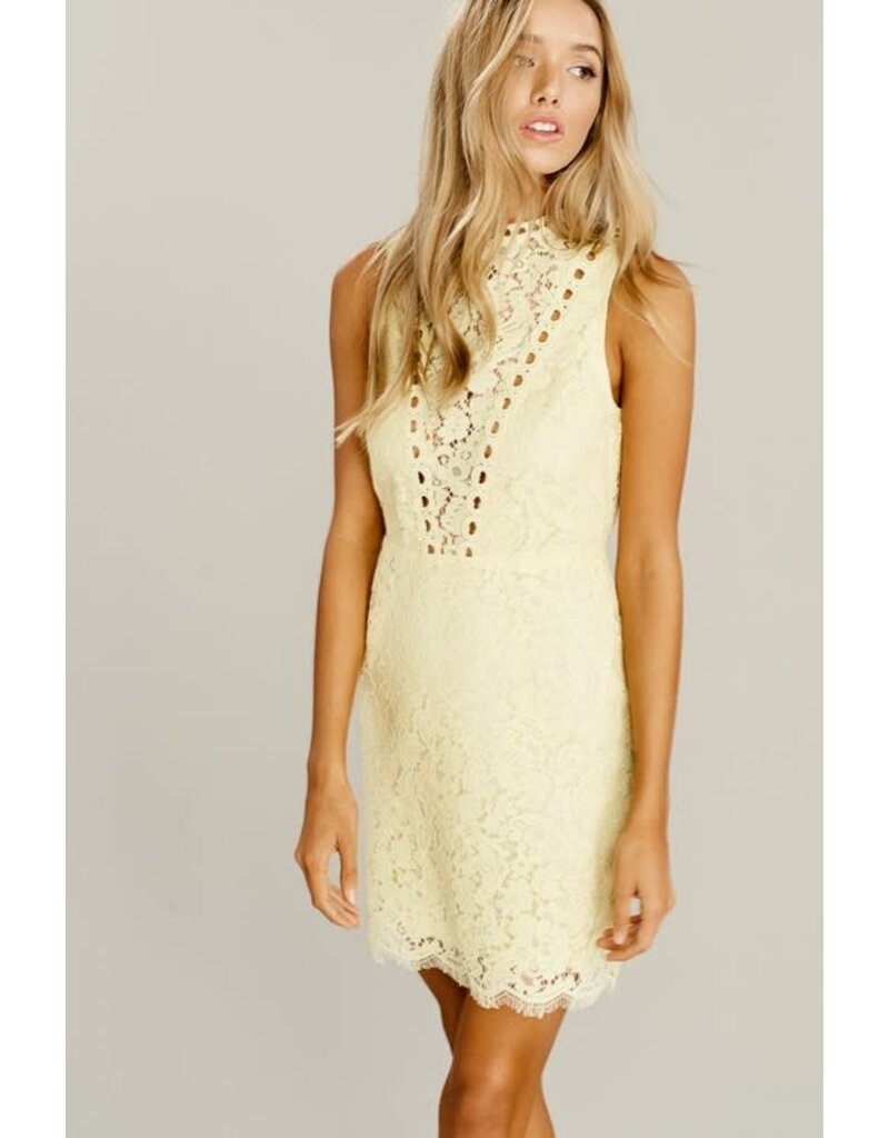 Lace Detail Dress Light Yellow