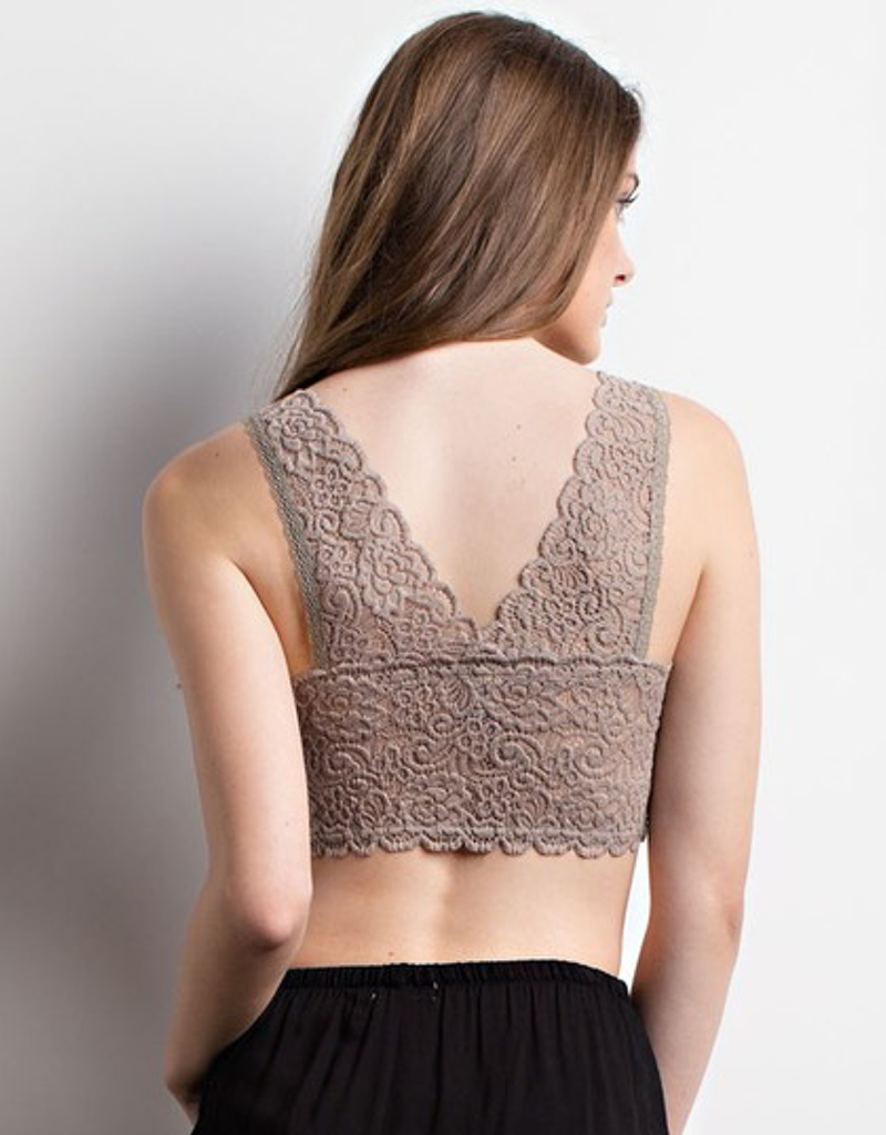 Scalloped Edge Padded Bralette - Cocoa