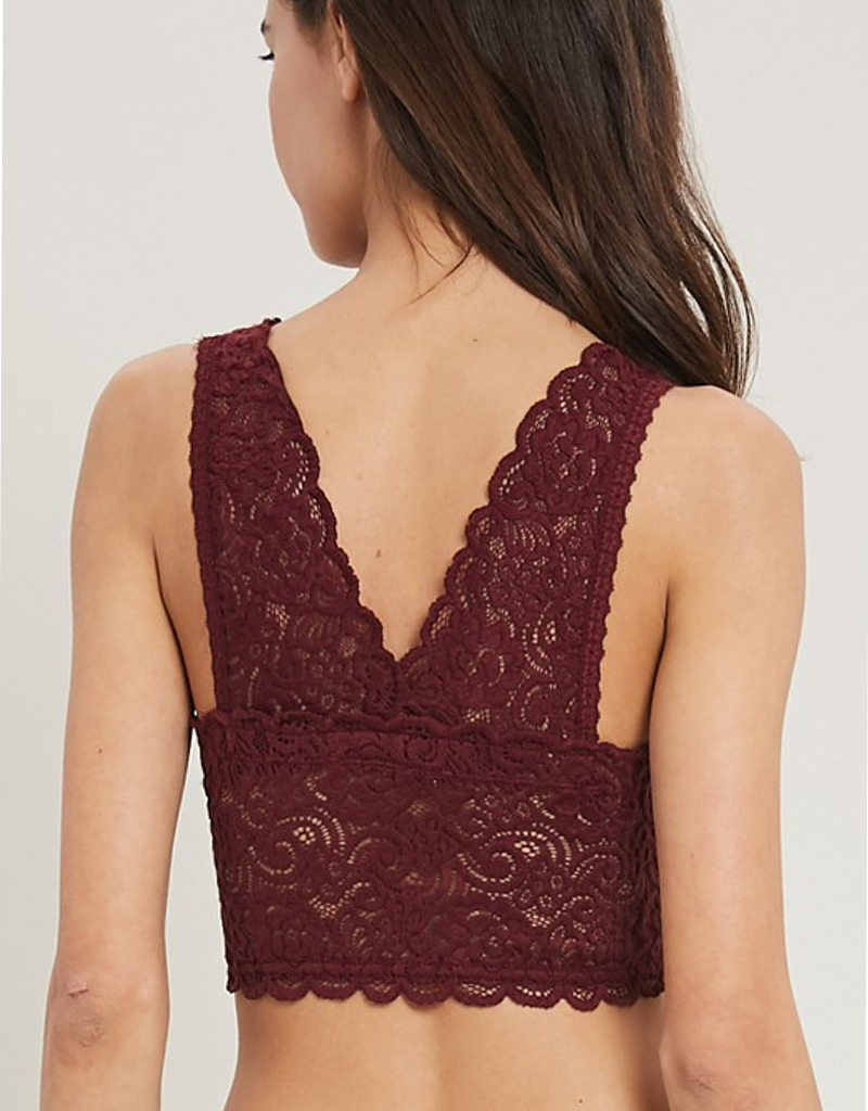 Scalloped Edge Padded Bralette - Burgundy