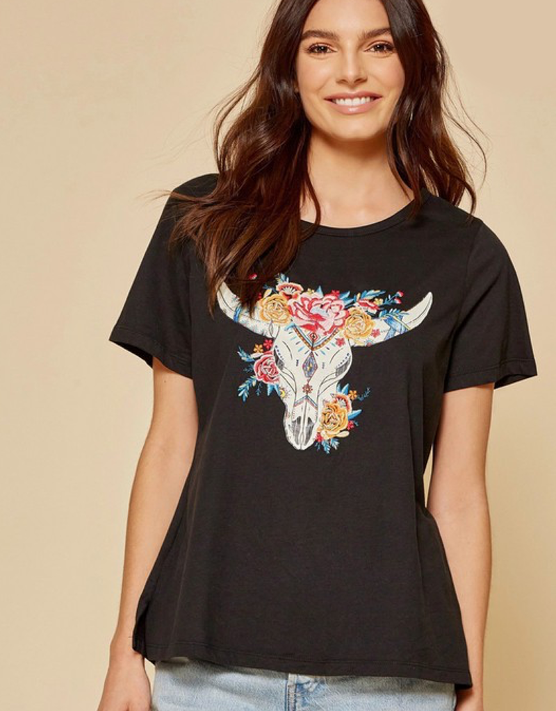 Floral Skull Graphic Tee