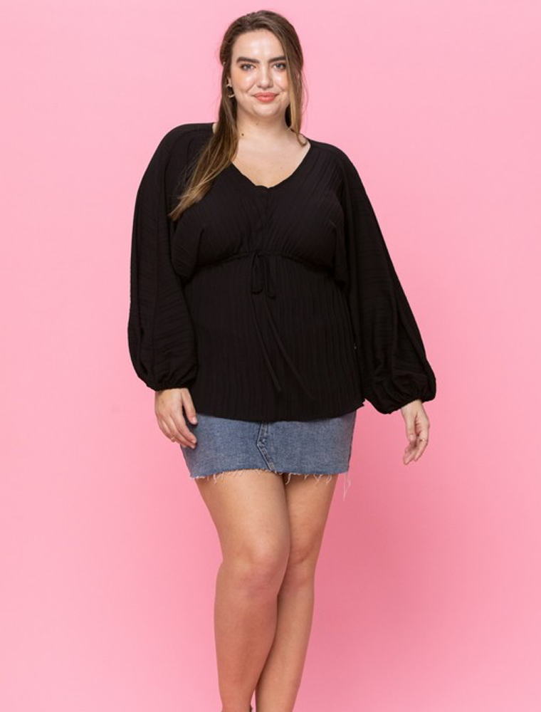 Solid Pleated Silky Fabric Top