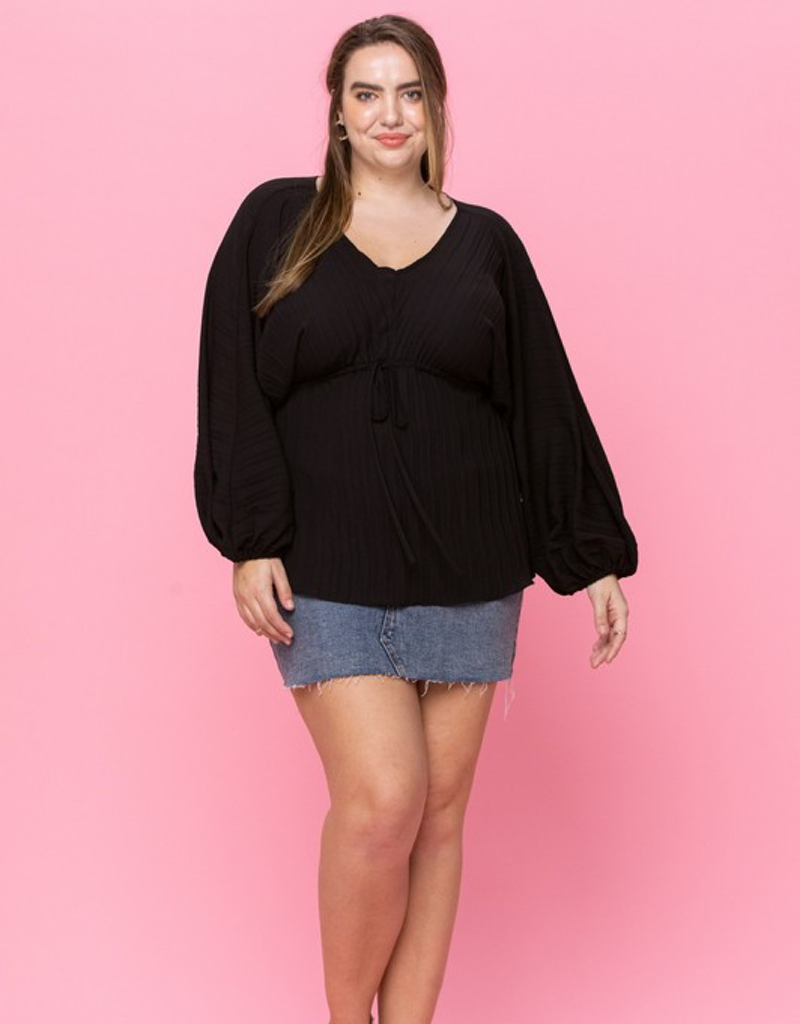 Solid Pleated Silky Fabric Top