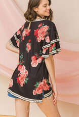Tiered Ruffle Sleeve Floral Print Top