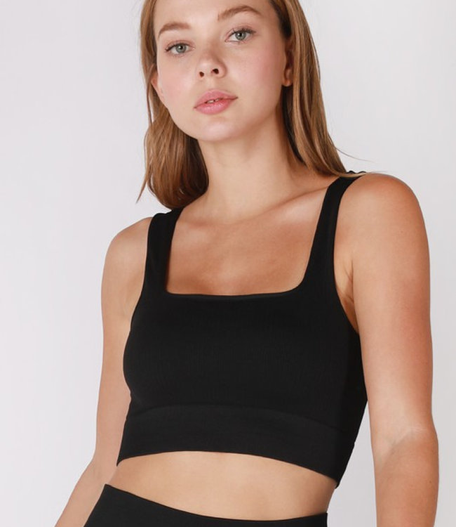 Ribbed Square Neck Crop Top - Boutique 23