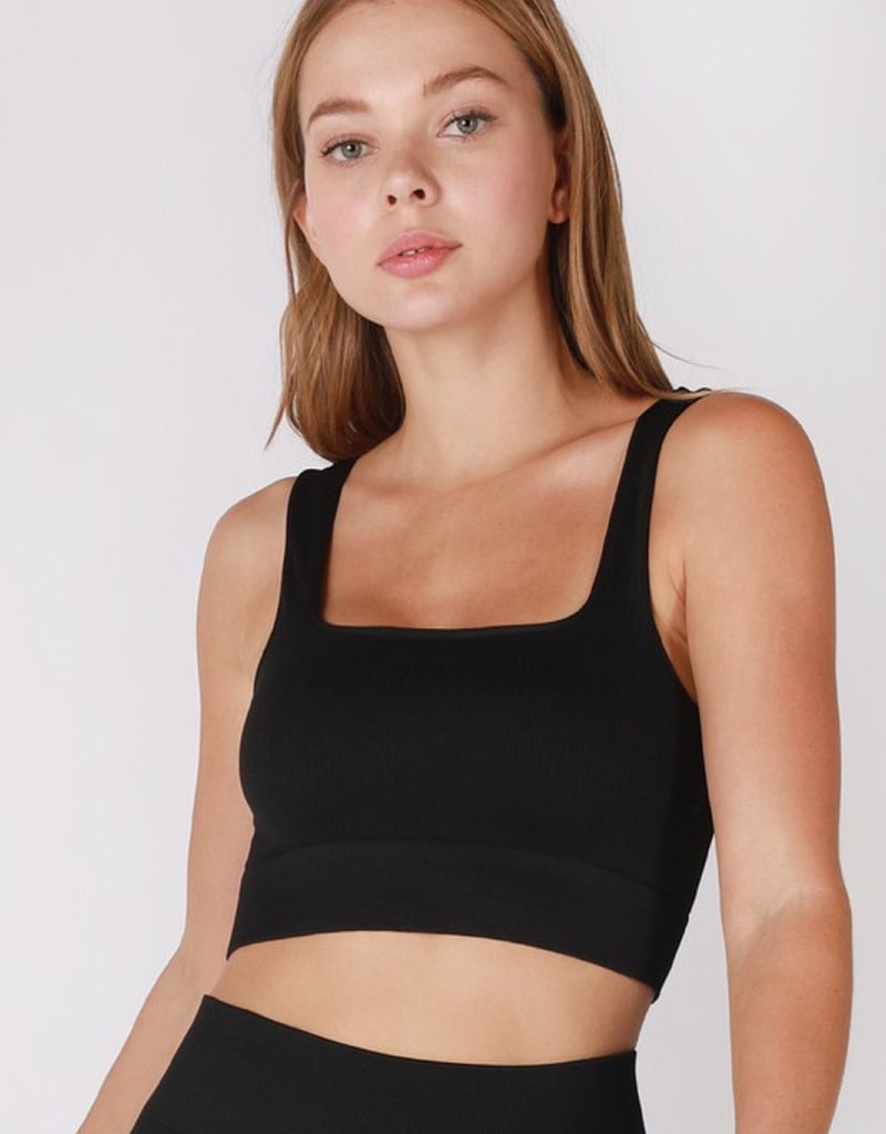 Ribbed Square Neck Crop Top - Boutique 23