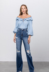 Hi-Waist Long Straight Jeans