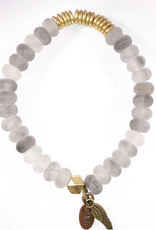 She Is Blessed Grey Agate Rondel Gold Spacers