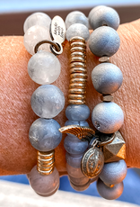 She Is Blessed Grey Agate Rondel Gold Spacers