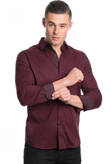 Long Sleeve Solid Dress Shirt - Burgundy