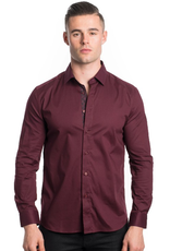 Long Sleeve Solid Dress Shirt - Burgundy