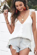 Lace Straps Buttons Tank Top