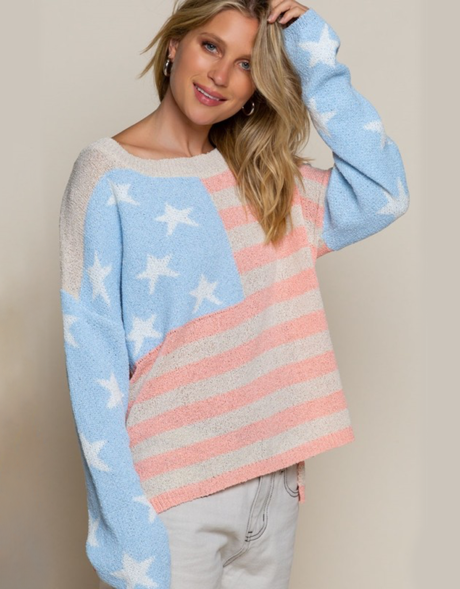 American Flag Long Sleeve Sweater 