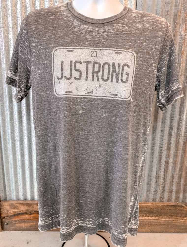 JJ Strong License Plate Tee - Distressed Grey