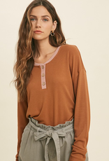 Contrast Button Up Knit Top