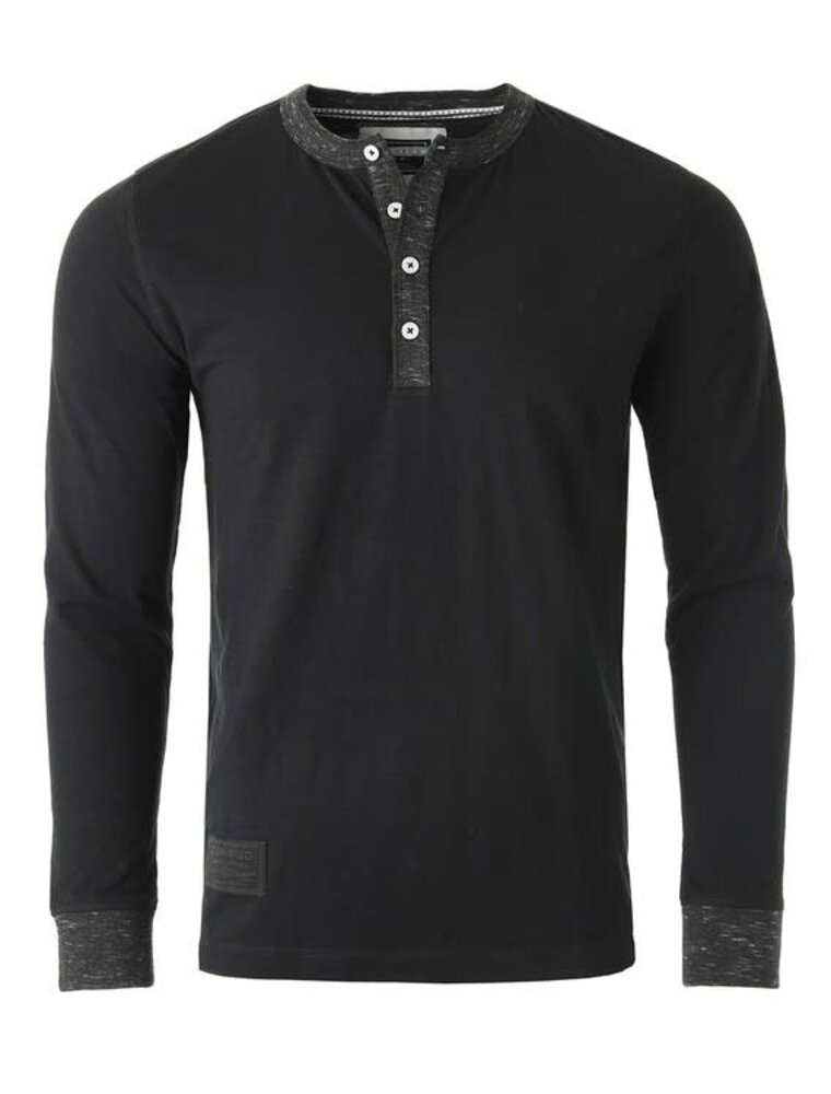 Contrast Neck and Cuff Long Sleeve - Black/Heather