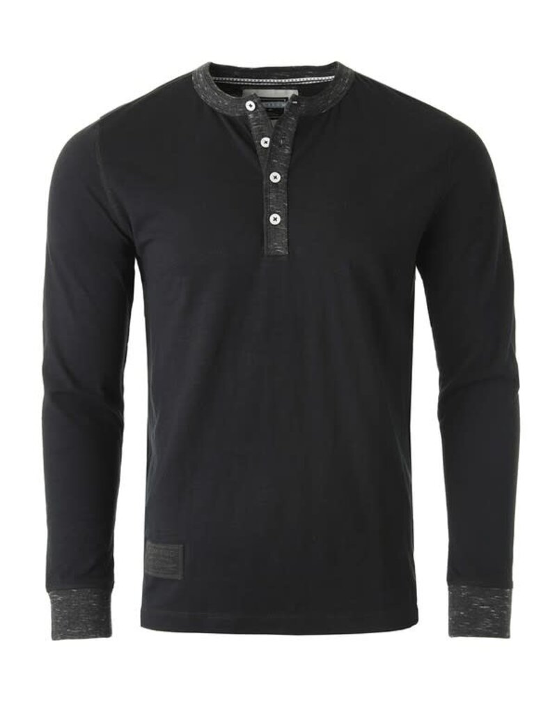 Contrast Neck and Cuff Long Sleeve - Black/Heather