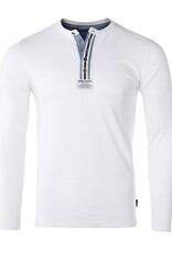 Long Sleeve Oil Wash Vintage Henley - White