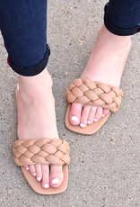 Braided Flat Sandals -Camel