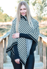 Turtle Neck Hounds Tooth Poncho