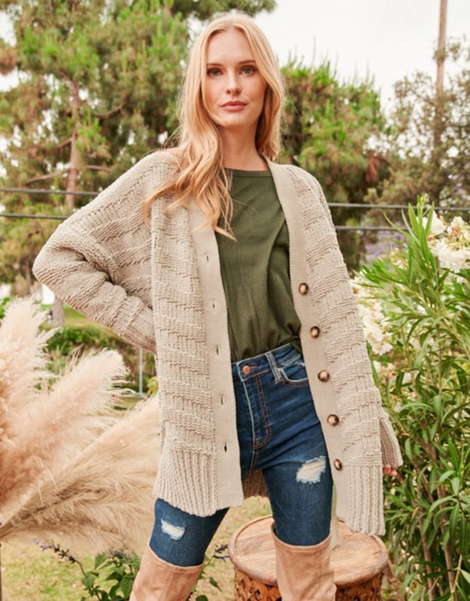Oversized Cable Knit Sweater Cardigan 