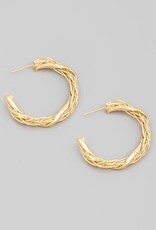 Metallic Wheat Chain Hoop Earrings