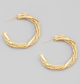 Metallic Wheat Chain Hoop Earrings