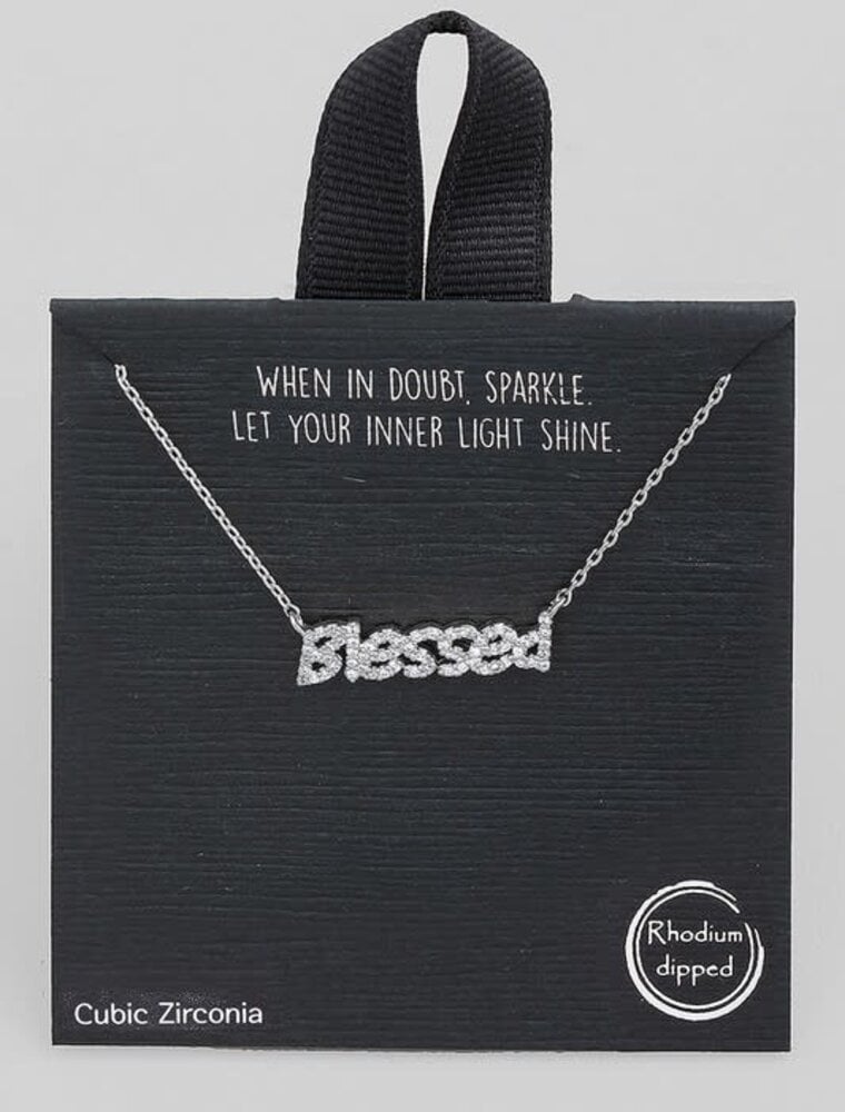 CZ Pave Blessed Pendant Necklace