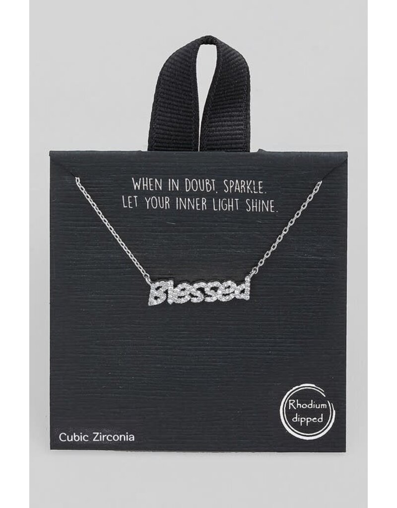 CZ Pave Blessed Pendant Necklace